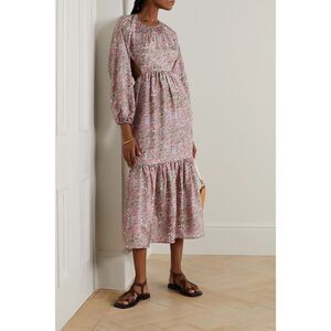 HANNAH Carmen silk open-back tiered dress size 1